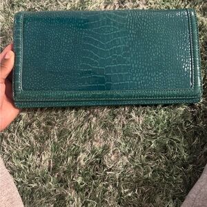 Banana republic oversized teal clutch